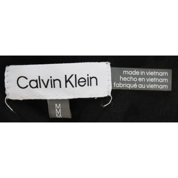 Calvin Klein Black Floral Ruffle Blouse Medium Elastic Waist Sheer Lined - Picture 3 of 6